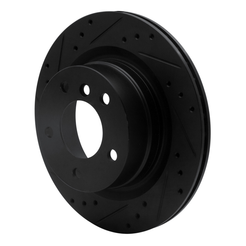 BMW 128I Brake Rotor (1) - Rear Left - R1 Concepts - Drilled & Slotted - Black - `08-`13